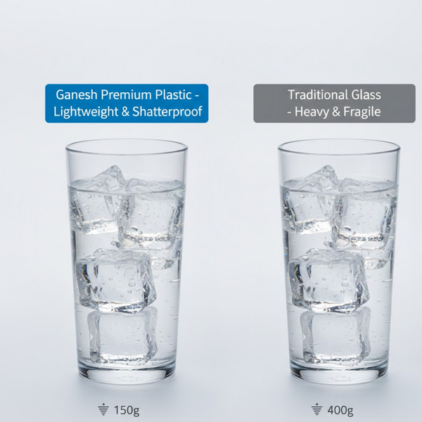 Ganesh Classic Plastic Glass Set of-6 (Each Glass 350ml)