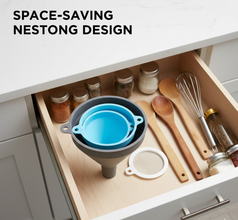 3 in 1 Kitchen Funnel Set of 3, Funnel for Filling Bottle, Small Canning Funnel with Handle, Food Grade Plastic Funnel with Detachable Strainer Filter for Liquid, Dry Ingredients, and Powder